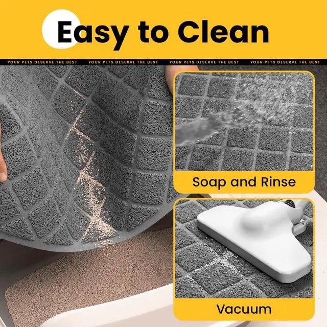 Alt view image 7 of 7 - Cat Litter Mat Litter Trapping Mat, Premium Durable PVC Grid Mesh with Scatter Control, Non-slip, Less Waste Cat Litter Box Mat, Soft on Kittys Paws, Urine Waterproof, 24" x 17" Grey