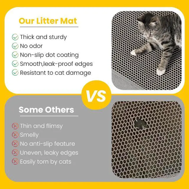 Alt view image 3 of 7 - Cat Litter Mat New Size 23.6"x14.6" for Small Spaces, Upgrade Super Waterproof Back Layer Litter Box Mat, Non Slip, Durable, Soft on Paws Kitty Trapping Matt, Gray