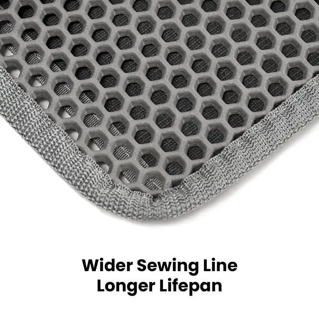 Alt view image 7 of 7 - Cat Litter Mat New Size 23.6"x14.6" for Small Spaces, Upgrade Super Waterproof Back Layer Litter Box Mat, Non Slip, Durable, Soft on Paws Kitty Trapping Matt, Gray