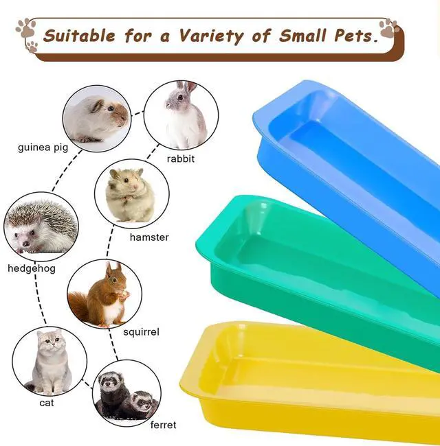 Alt view image 2 of 7 - 3 Pcs Kitten Litter Box,9.6"*7.2''*0.9'' Plastic Portable Small Litter Pan Low Entry Waterproof Bunny Cat Litter Box,Multi Color Nonstick Litter Tray Travel Toilet for Small Pet Guinea Pig Rabbit