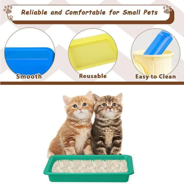 Alt view image 6 of 7 - 3 Pcs Kitten Litter Box,9.6"*7.2''*0.9'' Plastic Portable Small Litter Pan Low Entry Waterproof Bunny Cat Litter Box,Multi Color Nonstick Litter Tray Travel Toilet for Small Pet Guinea Pig Rabbit