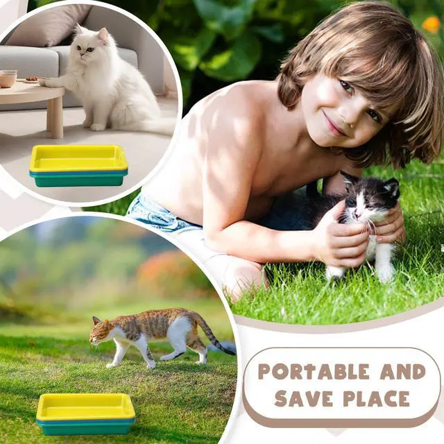 Alt view image 7 of 7 - 3 Pcs Kitten Litter Box,9.6"*7.2''*0.9'' Plastic Portable Small Litter Pan Low Entry Waterproof Bunny Cat Litter Box,Multi Color Nonstick Litter Tray Travel Toilet for Small Pet Guinea Pig Rabbit