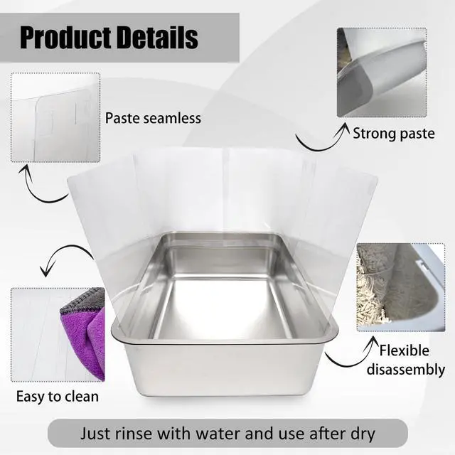 Alt view image 3 of 7 - YOILES 3PCS Cat Litter Box Pee Shields,Transparent Easy Clean Splash Guard for Open Top Litter Pan 14.5×11.5in- Litter Box Not Included (3, Clear)