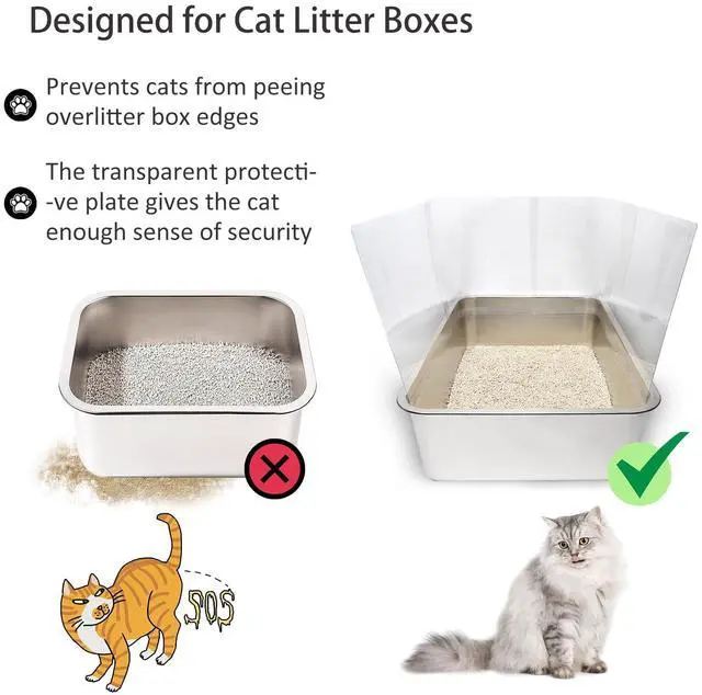 Alt view image 4 of 7 - YOILES 3PCS Cat Litter Box Pee Shields,Transparent Easy Clean Splash Guard for Open Top Litter Pan 14.5×11.5in- Litter Box Not Included (3, Clear)