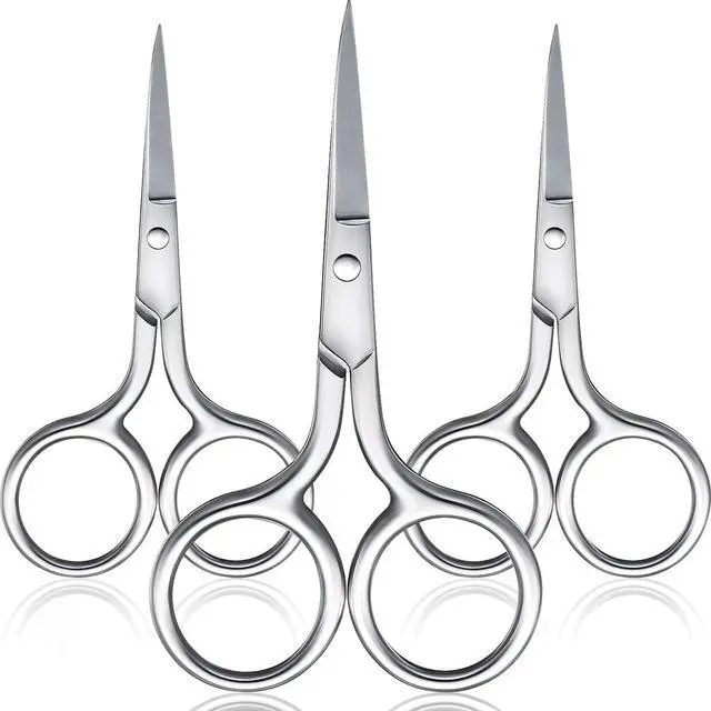 Main image of Mudder 3 Pack Small Nose Scissors Facial Hair Trimming Mini Beauty Stainless Steel Grooming Pointed Scissor for Grooming Eyebrows, Nose, Mustache, Beard