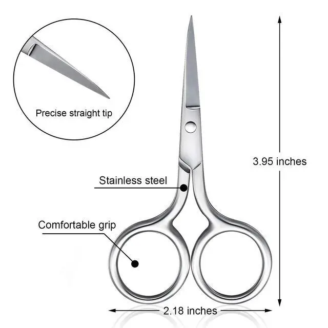 Alt view image 2 of 6 - Mudder 3 Pack Small Nose Scissors Facial Hair Trimming Mini Beauty Stainless Steel Grooming Pointed Scissor for Grooming Eyebrows, Nose, Mustache, Beard