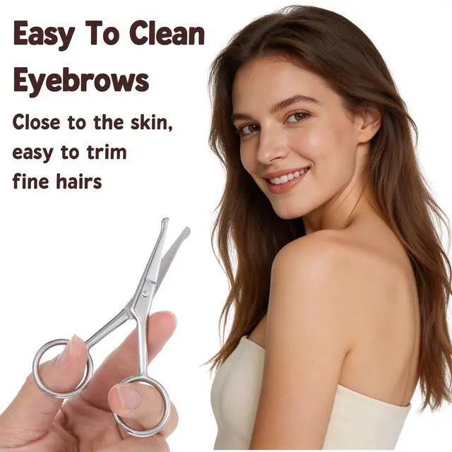 Alt view image 3 of 7 - Chsoejuf 3 PCS Nose Hair Scissors, Professional Stainless Steel Eyebrow Scissors, Safety Small Sicssor for Men Women, Rounded Tip Design Facial Hair Trimming for Nose Grooming Mustache Beard(Silver)