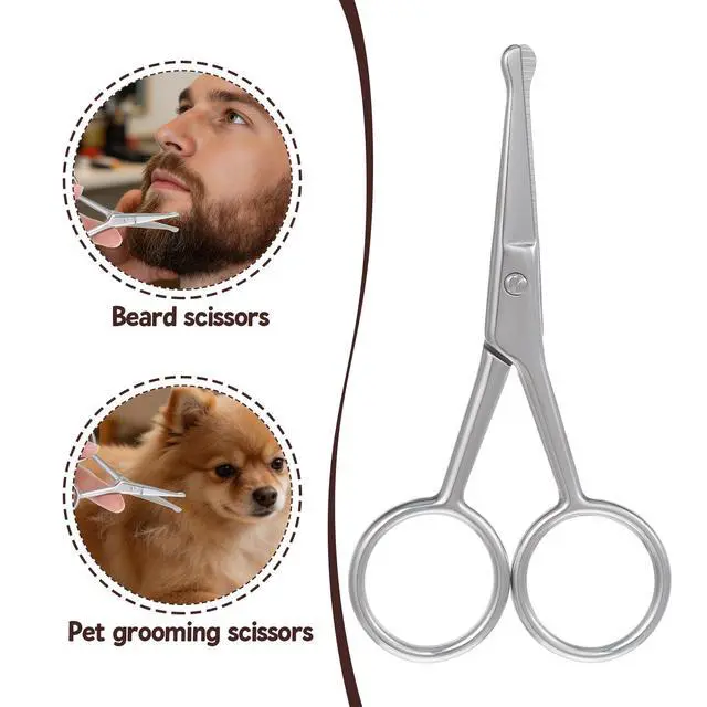 Alt view image 6 of 7 - Chsoejuf 3 PCS Nose Hair Scissors, Professional Stainless Steel Eyebrow Scissors, Safety Small Sicssor for Men Women, Rounded Tip Design Facial Hair Trimming for Nose Grooming Mustache Beard(Silver)