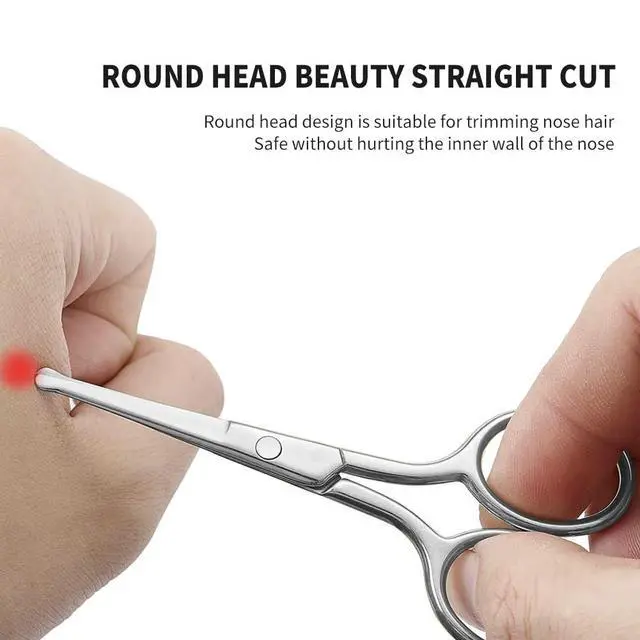 Alt view image 4 of 7 - AsonTao Small Scissors With Round Tip Design - Professional Grooming for Hair, Eyelashes, Nose, Eyebrow Trimming, Mustache - Will Not Hurt the Nasal Cavity