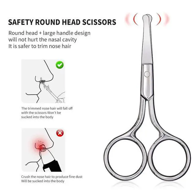 Alt view image 5 of 7 - AsonTao Small Scissors With Round Tip Design - Professional Grooming for Hair, Eyelashes, Nose, Eyebrow Trimming, Mustache - Will Not Hurt the Nasal Cavity