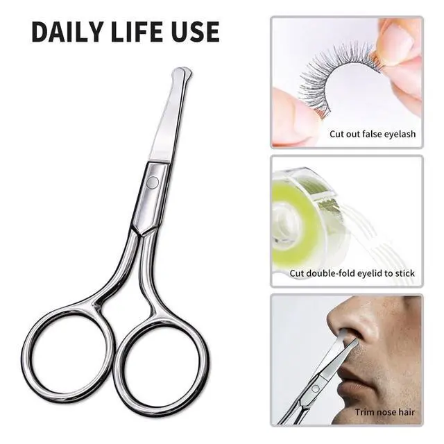 Alt view image 6 of 7 - AsonTao Small Scissors With Round Tip Design - Professional Grooming for Hair, Eyelashes, Nose, Eyebrow Trimming, Mustache - Will Not Hurt the Nasal Cavity
