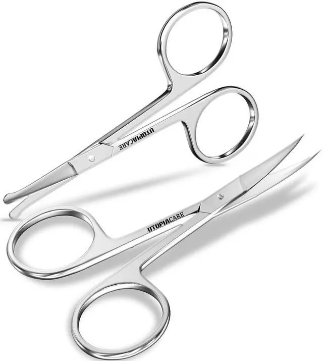 Main image of Utopia Care Eyebrow Scissors, Professional Stainless Steel Small Shears for Men and Women, Nose Hair Scissors for Grooming Mustache, Beard, Eyelashes, Ear Hair Trimming, Silver