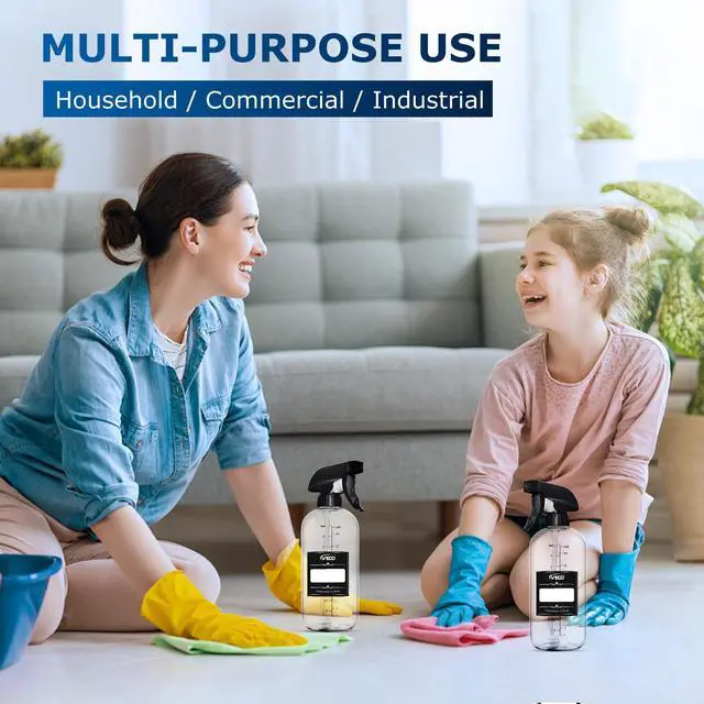 Alt view image 7 of 7 - 15oz Graduated Spray Bottles, 4-Pack 360° Any-Angle Spraying for Easy Dilution, Leak-Resistant spray bottles for Cleaning, Plants, Hair & Pet Use + Foldable Funnel