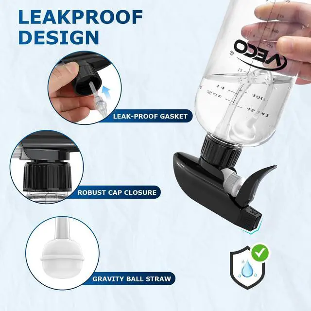 Alt view image 6 of 7 - 15oz Graduated Spray Bottles, 4-Pack 360° Any-Angle Spraying for Easy Dilution, Leak-Resistant spray bottles for Cleaning, Plants, Hair & Pet Use + Foldable Funnel