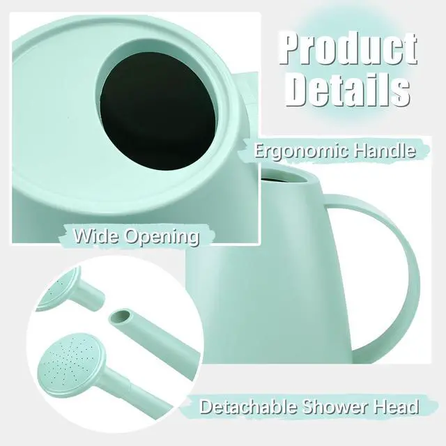 Alt view image 6 of 7 - 1.8L Watering Can for Indoor Plants, Small Watering Can with Long Spout & Removable Nozzle, Plastic Indoor Water Can for House Plants, Garden Flowers(Approx. 0.5 Gallon)