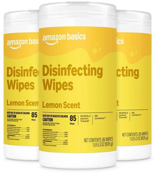 Main image of Disinfecting Wipes, Lemon Scent, for Sanitizing, Cleaning & Deodorizing, 255 Count (3 Packs of 85), Packaging May Vary