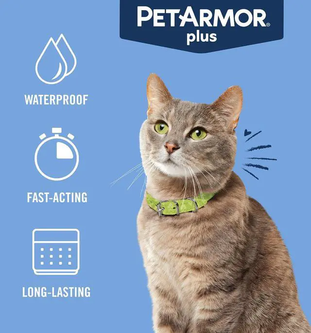 Alt view image 7 of 7 - PetArmor Plus Flea and Tick Prevention for Cats, Cat Flea and Tick Treatment, 3 Doses, Waterproof Topical, Fast Acting, Cats Over 1.5 lbs