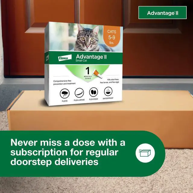 Alt view image 7 of 7 - Advantage II Small Cat Vet-Recommended Flea Treatment & Prevention | Cats 5-9 lbs | 1-Month Supply