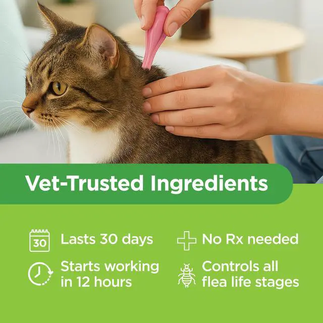 Alt view image 5 of 7 - TevraPet Actispot II Flea Treatment for Large Cats 9+ lbs | 6 Doses | Powerful Prevention and Control