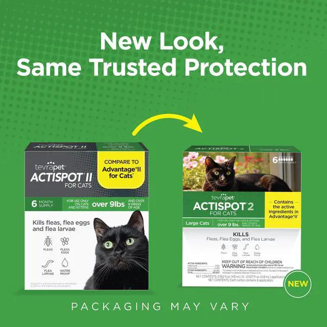 Alt view image 7 of 7 - TevraPet Actispot II Flea Treatment for Large Cats 9+ lbs | 6 Doses | Powerful Prevention and Control