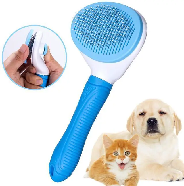 Main image of Aogeili Self Cleaning Slicker Brush, Skin Friendly Deshedding Grooming Tool for Dogs, Cats & Bunny, One-Click Release Removes Loose Undercoat, Mats & Tangles, for Long & Short Hair Shedding Pets