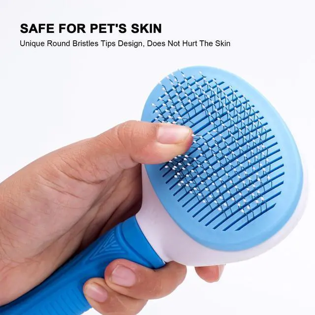 Alt view image 5 of 7 - Aogeili Self Cleaning Slicker Brush, Skin Friendly Deshedding Grooming Tool for Dogs, Cats & Bunny, One-Click Release Removes Loose Undercoat, Mats & Tangles, for Long & Short Hair Shedding Pets