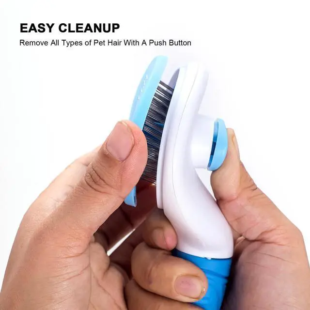 Alt view image 6 of 7 - Aogeili Self Cleaning Slicker Brush, Skin Friendly Deshedding Grooming Tool for Dogs, Cats & Bunny, One-Click Release Removes Loose Undercoat, Mats & Tangles, for Long & Short Hair Shedding Pets