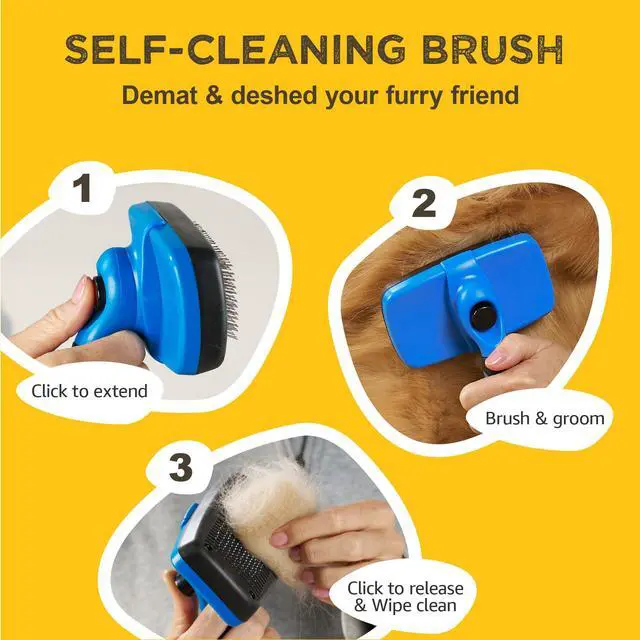 Alt view image 3 of 6 - Deshedding Dog Brush for Shedding Self Clean Cat Brush Deshedding & Grooming Tool for Long Haired and Short Haired Dogs, Slicker Brushes for Dogs, Skin-Friendly, Retractable Bristles, Easy to Clean