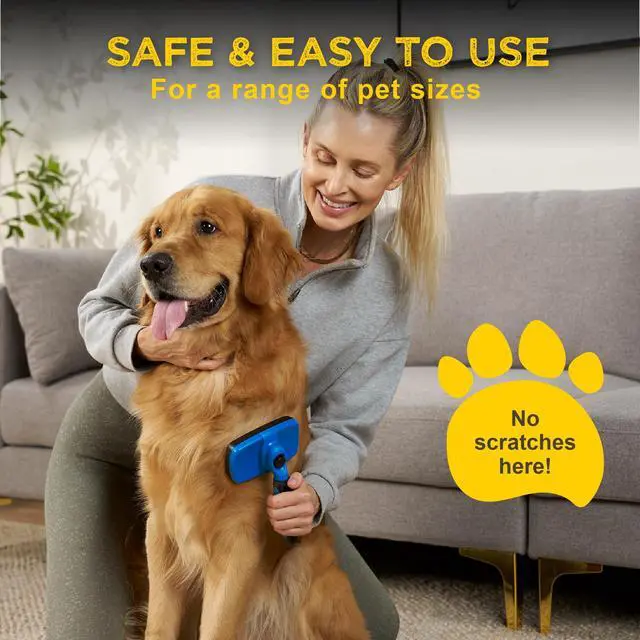 Alt view image 4 of 6 - Deshedding Dog Brush for Shedding Self Clean Cat Brush Deshedding & Grooming Tool for Long Haired and Short Haired Dogs, Slicker Brushes for Dogs, Skin-Friendly, Retractable Bristles, Easy to Clean