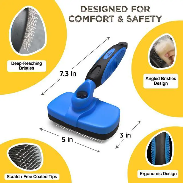 Alt view image 5 of 6 - Deshedding Dog Brush for Shedding Self Clean Cat Brush Deshedding & Grooming Tool for Long Haired and Short Haired Dogs, Slicker Brushes for Dogs, Skin-Friendly, Retractable Bristles, Easy to Clean