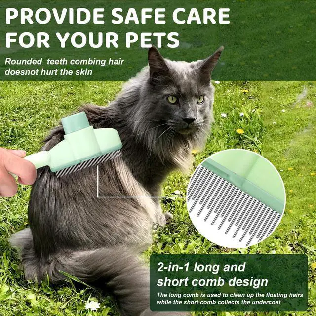 Alt view image 2 of 7 - XANGNIER Pet Hair Removal Comb One-Click Self-Cleaning Grooming Brush, De-Shedding Comb for Short & Long Hair, Pet Grooming Supplies for Cats & Dogs