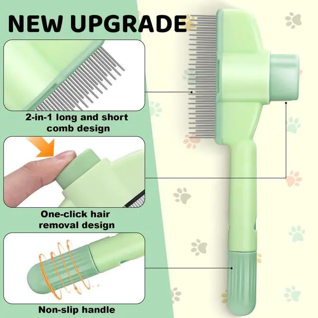 Alt view image 5 of 7 - XANGNIER Pet Hair Removal Comb One-Click Self-Cleaning Grooming Brush, De-Shedding Comb for Short & Long Hair, Pet Grooming Supplies for Cats & Dogs