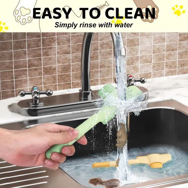 Alt view image 6 of 7 - XANGNIER Pet Hair Removal Comb One-Click Self-Cleaning Grooming Brush, De-Shedding Comb for Short & Long Hair, Pet Grooming Supplies for Cats & Dogs