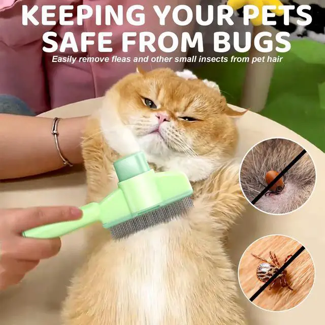 Alt view image 7 of 7 - XANGNIER Pet Hair Removal Comb One-Click Self-Cleaning Grooming Brush, De-Shedding Comb for Short & Long Hair, Pet Grooming Supplies for Cats & Dogs