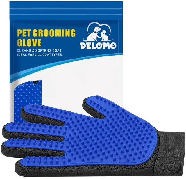 Main image of Pet Hair Remover Glove - Gentle Pet Grooming Glove Brush - Deshedding Glove - Massage Mitt with Enhanced Five Finger Design - Perfect for Dogs & Cats with Long & Short Fur - 1 Pack (Right-hand), Blue