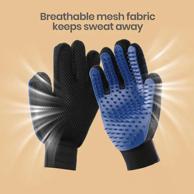 Alt view image 7 of 7 - Pet Hair Remover Glove - Gentle Pet Grooming Glove Brush - Deshedding Glove - Massage Mitt with Enhanced Five Finger Design - Perfect for Dogs & Cats with Long & Short Fur - 1 Pack (Right-hand), Blue