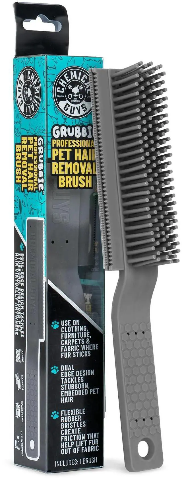 Main image of Chemical Guys Professional Rubber Pet Hair Removal Brush Multi Surface Detailing & Pet Hair Removal Tool for Cars, Trucks, SUVs, RVs & Home Removes Lint and Debris from Upholstery and Carpet
