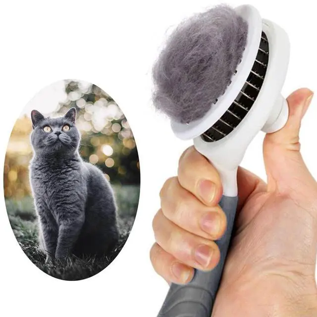 Main image of Self Cleaning Slicker Brush - Cat Brush Skin-Friendly Deshedding Grooming Massaging Tool for Long & Short Haired Pets, Cat Hair Brushes Easy Removes Undercoat for Dogs Cats Rabbits-UPGRADED, Gray