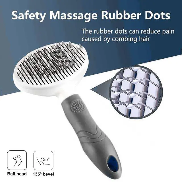 Alt view image 5 of 7 - Self Cleaning Slicker Brush - Cat Brush Skin-Friendly Deshedding Grooming Massaging Tool for Long & Short Haired Pets, Cat Hair Brushes Easy Removes Undercoat for Dogs Cats Rabbits-UPGRADED, Gray