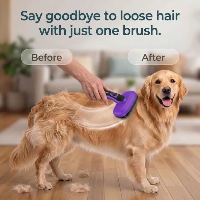 Alt view image 2 of 7 - WOPQAEM Self Cleaning Slicker Brush for Dog and Cat Shedding, Purple