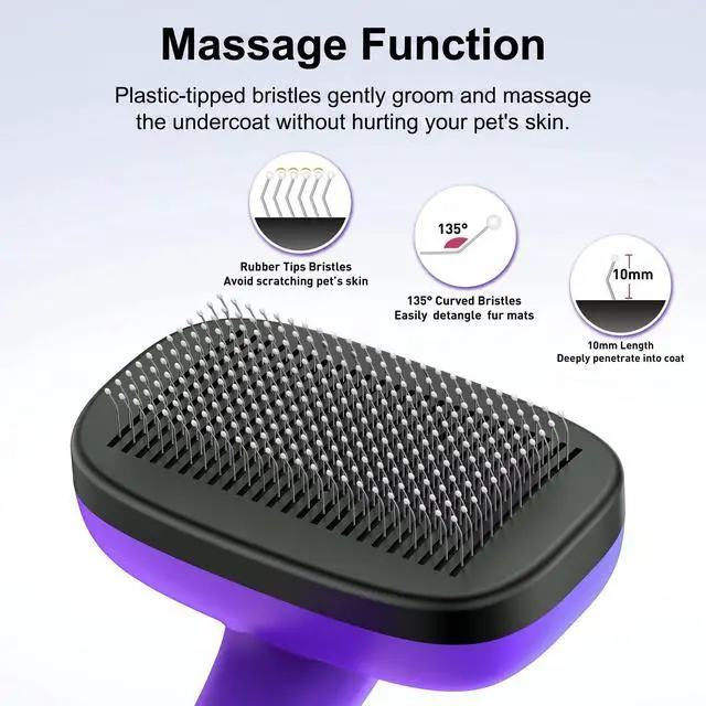 Alt view image 3 of 7 - WOPQAEM Self Cleaning Slicker Brush for Dog and Cat Shedding, Purple
