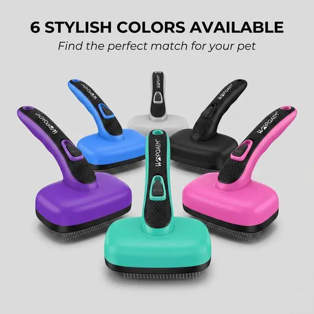 Alt view image 7 of 7 - WOPQAEM Self Cleaning Slicker Brush for Dog and Cat Shedding, Purple