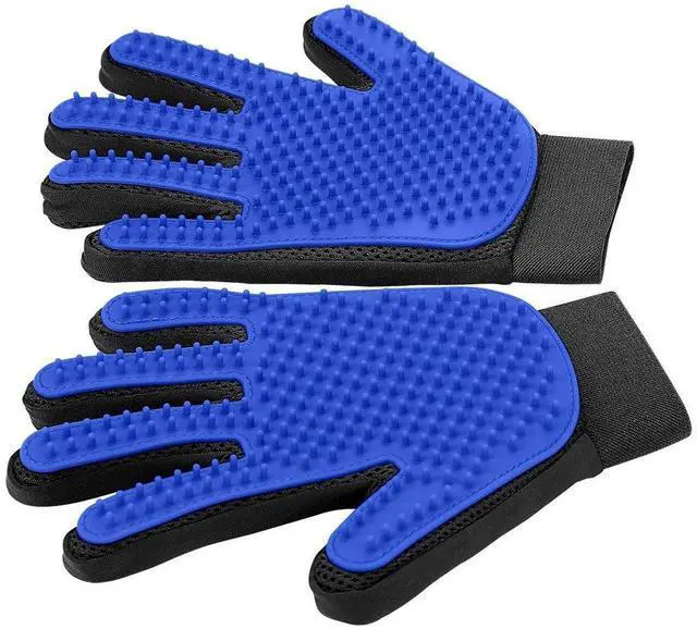 Main image of Upgrade Efficient Pet Hair Remover Gloves - Gentle Shedding Brushes for Dogs, Cats & Horses with Long and Short Hair - 1 Pair (Blue)