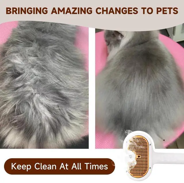 Alt view image 7 of 7 - Pet Steam Brush for Dog & Cat 3-in-1 Spray Hair Removal Comb for Shedding & Grooming, Softens Fur & Reduces Static Water Brush for Long & Short Coats, Bath-Hating Pets, Includes Waterless Shampoo
