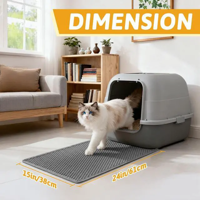 Alt view image 2 of 7 - Cat Litter Mat Double Layer Waterproof Urine Proof Trapping Mat 1 Pack (Gray, 24x15 Inch (Pack of 1))