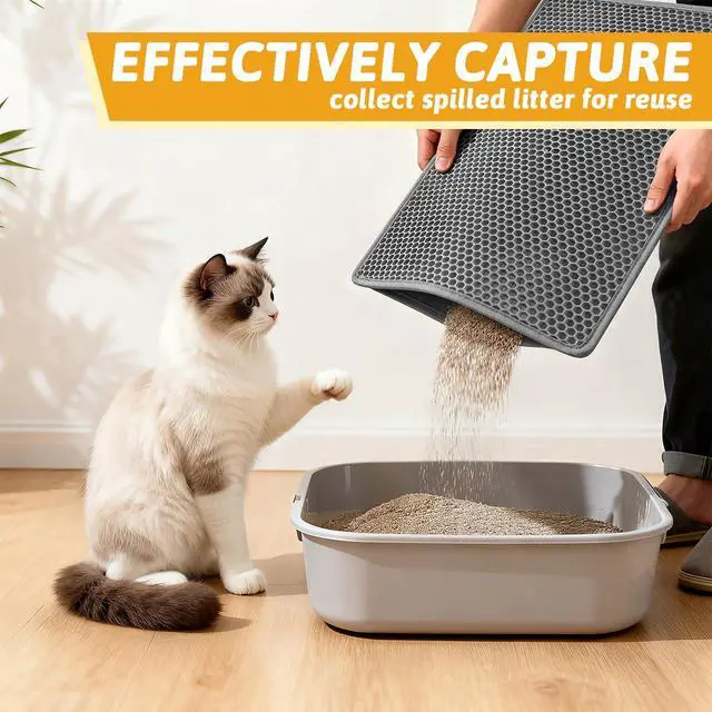 Alt view image 3 of 7 - Cat Litter Mat Double Layer Waterproof Urine Proof Trapping Mat 1 Pack (Gray, 24x15 Inch (Pack of 1))
