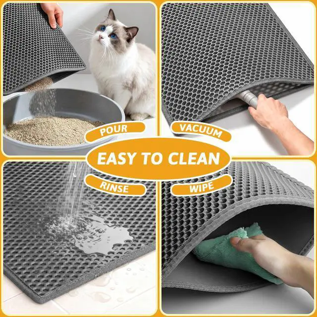 Alt view image 6 of 7 - Cat Litter Mat Double Layer Waterproof Urine Proof Trapping Mat 1 Pack (Gray, 24x15 Inch (Pack of 1))
