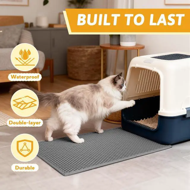 Alt view image 7 of 7 - Cat Litter Mat Double Layer Waterproof Urine Proof Trapping Mat 1 Pack (Gray, 24x15 Inch (Pack of 1))