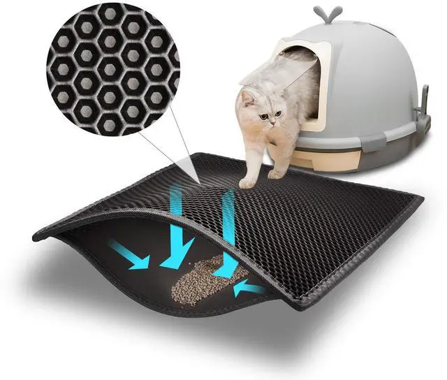Main image of Cat Litter Mat Double Layer Waterproof Urine Proof Trapping Mat 1 Pack (Black, 24x15 Inch (Pack of 1))