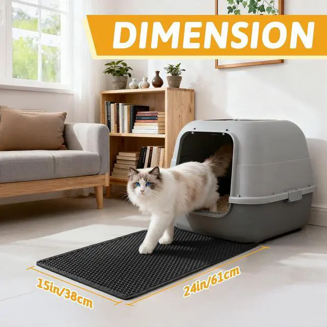 Alt view image 2 of 7 - Cat Litter Mat Double Layer Waterproof Urine Proof Trapping Mat 1 Pack (Black, 24x15 Inch (Pack of 1))